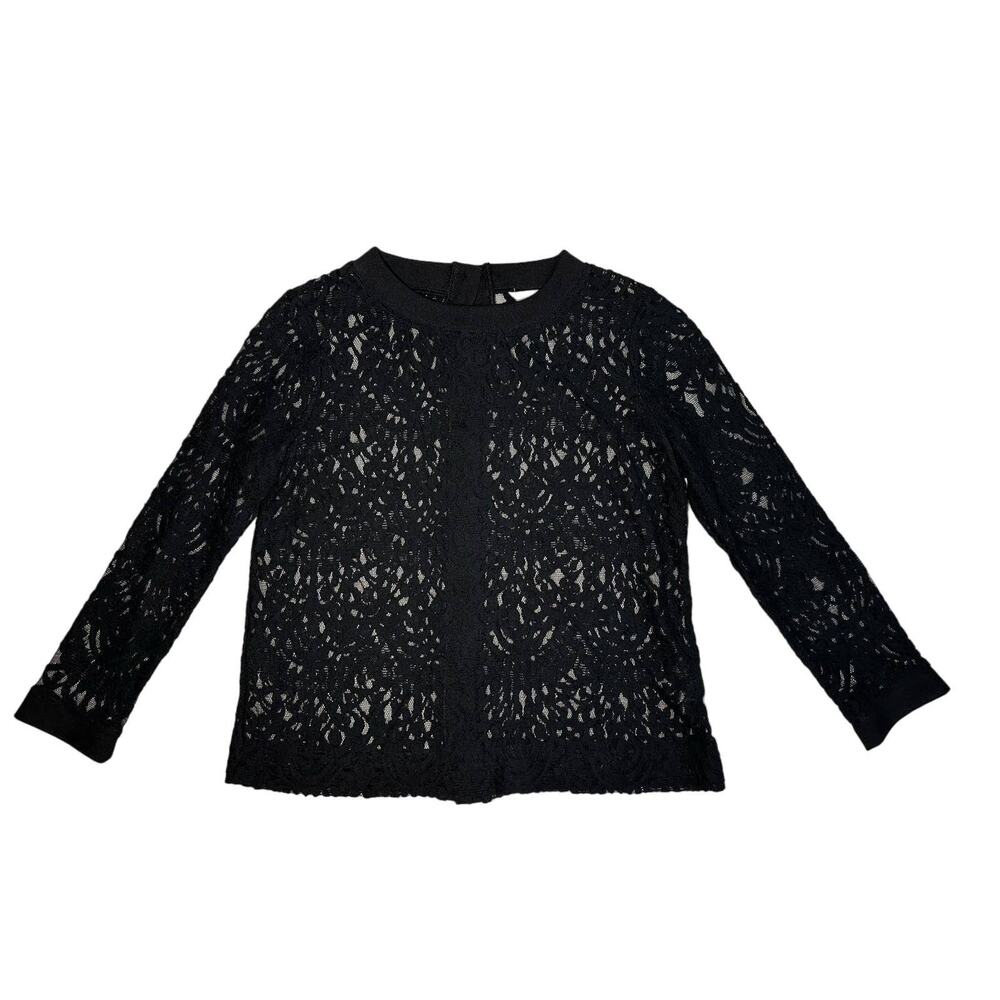 Banana Republic Black Lace Back Buttons Top Size XS